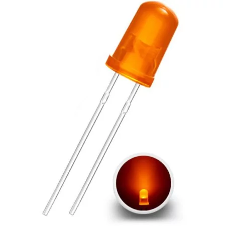 LED Dióda 5mm, Oranžová difúzna, AMPUL.EU