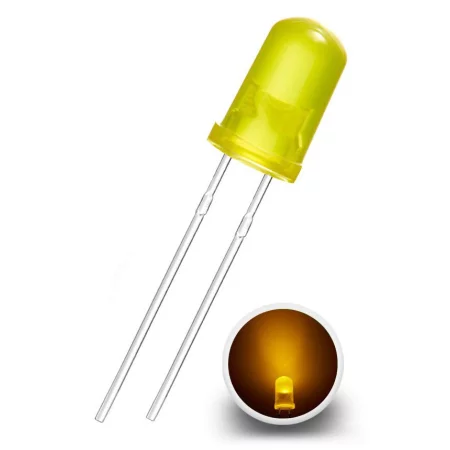 LED Dioda 5mm, Žlutá difuzní, AMPUL.eu