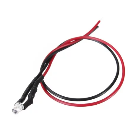 LED 3mm with resistor, 20cm, Red, AMPUL.EU