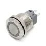Illuminated metal switch with locking (stays on when pressed), for 19mm hole diameter with working voltage 12-24V DC.