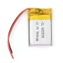 3.7V Li-Pol battery with 300mAh capacity, no memory effect. Integrated protection chip.