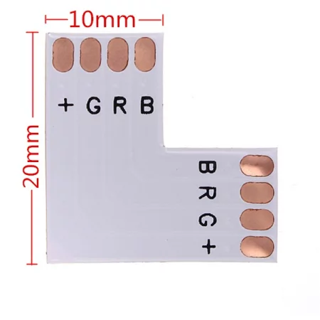 L for LED strips, 4-pin, 10mm, AMPUL.eu