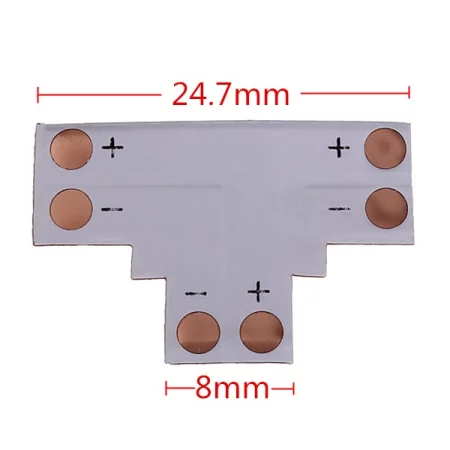 T for LED strips, 2-pin, 8mm, AMPUL.eu