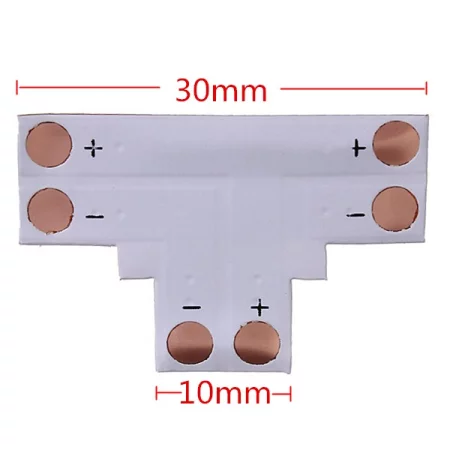 T pre LED pásiky, 2-pin, 10mm, AMPUL.EU
