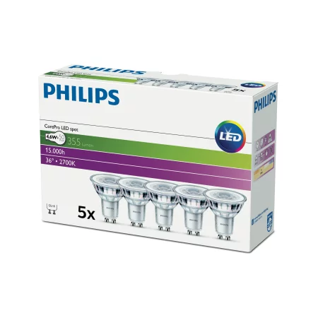 Philips LED pære GU10, 4,6W, 355lm, 2700K | AMPUL.eu