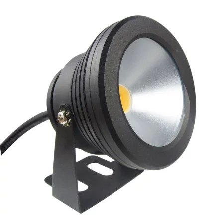LED Reflektor vodotesný čierny 12V, 10W, teplá biela, AMPUL.EU