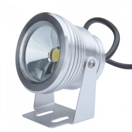 LED Reflektor vodotesný strieborný 12V, 10W, biela, AMPUL.EU
