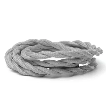 Retro cable spiral, wire with textile cover 2x0.75mm, grey