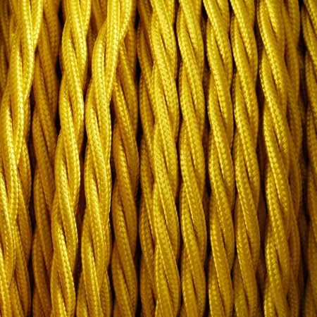 Retro spirálkábel, huzal textil borítással 2x0,75mm, sárga