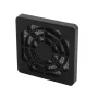 Protective grille for 80x80mm fans with replaceable dust filter.